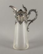 Karaffe, Glas, versilberte Montur, Deffner
