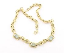 Aquamarincollier, 585/ooo GG, geprüft, 18,9g