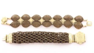 Zwei Armbänder, geflochtenes Haar, doublé, 19.Jh.