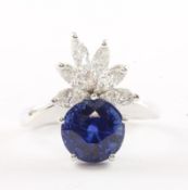 Safir-Brillantring, 750/ooo WG