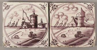 zwei Kacheln, Delft, um 1700