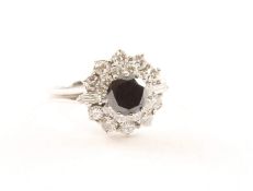 Diamantring, 750/ooo WG, schwarzer Diam. u. Brill