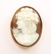 Muschelcameo-Brosche, 585/ooo RG