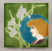 Jugendstil-Wandfliese, Norika, um 1900