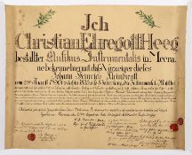 Urkunde Studium der Instrumentalmusik von 1835 Meerane Christian Ehregott Heeg