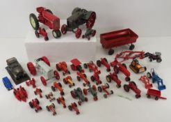 Assorted Red Diecast Tractors & Other Diecast