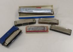 6 Vintage Harmonicas Hero, Hohner, etc.