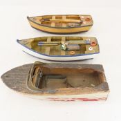3 Vintage Wooden Boat Models - 10-10.5