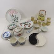Chinese tea set, plates, cups