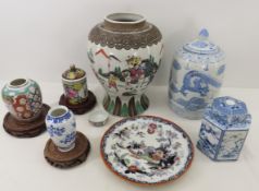 Asian vases, urn, plate, ginger jar and more