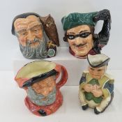 4 Vintage Toby Mugs- Falstaff, Dick Turpin, Merlin