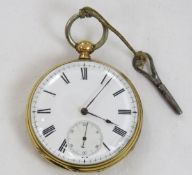 18 kt Gold French Key Wind Pocket Watch- works