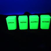 4 Vintage Uranium Glass spice containers