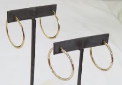 2 Pair JCM Sterling & 1/20 10kt Gold Hoop Earrings