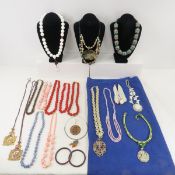 Carved Asian Shell, Bead and Other Jewelry