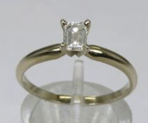 14kt White Gold Emerald Cut Diamond Ring