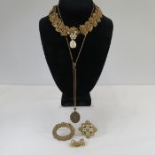 Antique Pressed Brass & Baroque Pearl Set & More