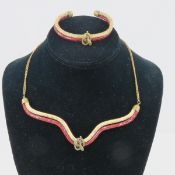 Vintage Brass and Snakeskin Choker & Bracelet