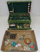 Vintage Avon, Red Hat and other jewelry with box