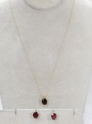 Garnet & 14kt Gold Necklace and Earring Set