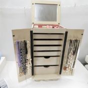 Large Wood Jewelry Box full of fashion jewelry