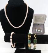 Bal-Ron GF Jade Bracelet & Other Jewelry