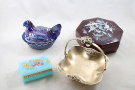 Hen on Nest, Dresser Boxes, Silver Candy Basket