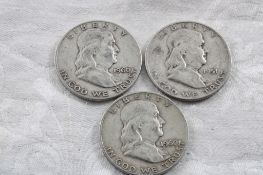 3 Franklin Half Dollars 1951D, & (2) 1960D