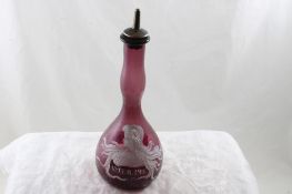 Old Mary Gregory Vegederma Amethyst Barber Bottle