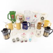 Glass and ceramic steins and bar glasses