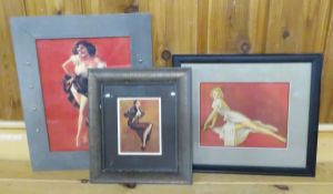 3 Framed Vintage Pin-Up Girl Prints- Frush