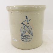 4 Gallon Birch Leaf Red Wing Union Stoneware Crock