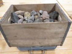 55 pounds mixed rocks and minerals in crate