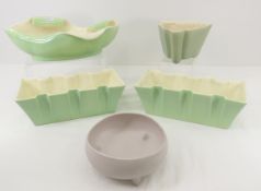 5 Green & Gray Red Wing Art Pottery Pieces