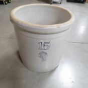 15 Gallon Buckeye Pottery Blue Ribbon Brand Crock