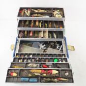Vintage tackle box with lures and gear