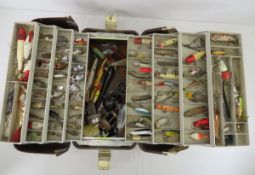 Vintage tackle box with lures and gear