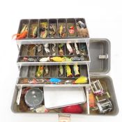 Vintage tackle box with lures and gear