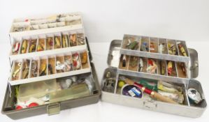 2 Vintage tackle boxes with lures and gear