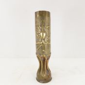 Brass Shell Trench Art Vase 13.5