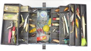 Vintage tackle box with lures and gear