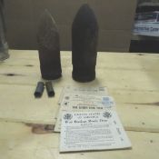 Military projectiles - rusty, WWII ration books