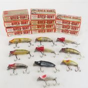 21 Vintage River Runt fishing lures with boxes