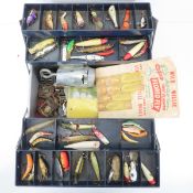 Vintage tackle box with lures and gear