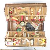 Vintage Metal Tackle Box with Lures & Gear