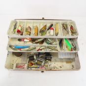 Vintage tackle box with lures and gear