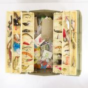 Vintage tackle box with lures and gear