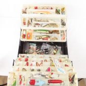 Vintage tackle box with lures and gear