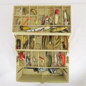 Vintage tackle box with lures and gear