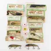 Vintage Creek Chub & other lures in boxes